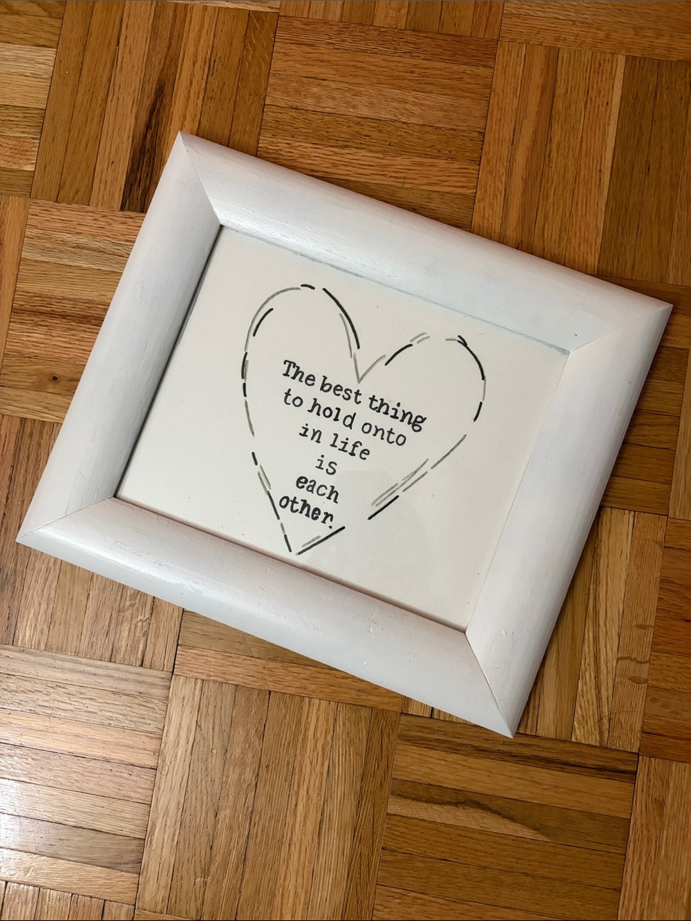 12” x 14” Wall Art - Painted Wood Frame w/ Heart Quote Finished Backing w/ Hook